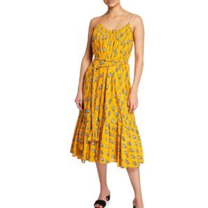 Rhode Resort Lea Floral-Print Cotton Midi Dress (L)